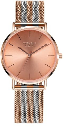 Orphelia Fashion Damen Analog Quartz Uhr Milano mit Mesh Edelstahl Armband,Rosegold/Silber