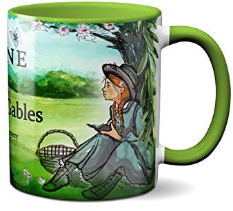 Lucy Maud Montgomery Tasse mit Anne of Green Gables Buch-Design, Literatur-Tasse, Buchbecher, Buchliebhaber-Tasse