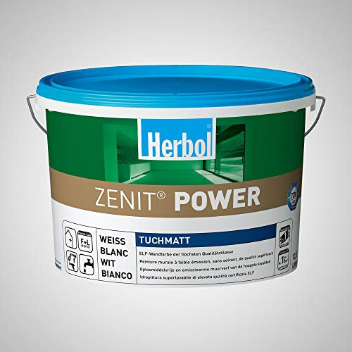 Herbol Zenit PowerWeiß | Superdeckende ELF-Wandfarbe der höchsten Qualitätsklasse mit tuchmatter Oberfläche | 12,5 liter