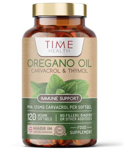 Oregano Oil - 120 Softgels - Vegan & Carrageenan-Free - 125mg Carvacrol per Softgel - Contains Thymol - UK Made - Zero Additives (120 Softgel Bottle)
