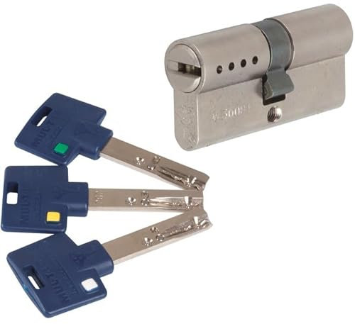Cylindre 2 entrées varié nickelé - 50 x 45 mm - Interactive + - Mul-T-lock