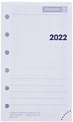BRUNNEN 1072700002 Wochenkalendarium Zeitplansysteme 2022, 2 Seiten = 1 Woche, Blattgröße 7,6 x 12,7 cm