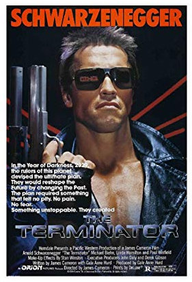 Filmposter The Terminator Arnold Schwarzenegger Kultiges Vintage-Filmposter 9 Leinwand-Kunstdruck, Gemälde für Wohnzimmer, Schlafzimmer, Dekoration, 60 x 90 cm