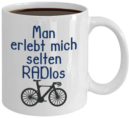 Rennrad Fahrrad Tasse Man erlebt mich selten RADlos Keramik 375ml Freund Mann Frau Freundin