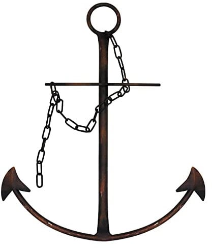 Nautical Anchor Wall Decor - Antique Metal Art With Chain for Bedroom, Living Room, Dorm Home - 13 Vintage Farmhouse Decor