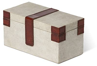 Park Hill Collection EAV20224 Antique Canvas Box mit echtem Leder, 20,3 cm Länge