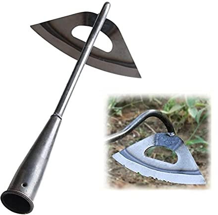 SUPYINI Pioche creuse entièrement en acier trempé - Pioche de jardin portable - En acier massif - Avec manche - Désherbage - Pioche à gelée - Râteau de jardin