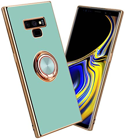 Cadorabo Hülle kompatibel mit Samsung Galaxy Note 9 Schutzhülle TPU Silikon Case mit Ring Design mit Kameraschutz Slim Kratzfest Weiche Gummi mit Rundumschutz Case Hülle für Galaxy Note 9 in Türkis
