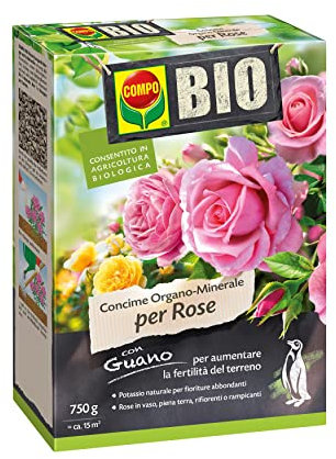 COMPO BIO Concime Organo-Minerale per Rose, Con Guano, Consentito in Agricoltura Biologica, 750 g
