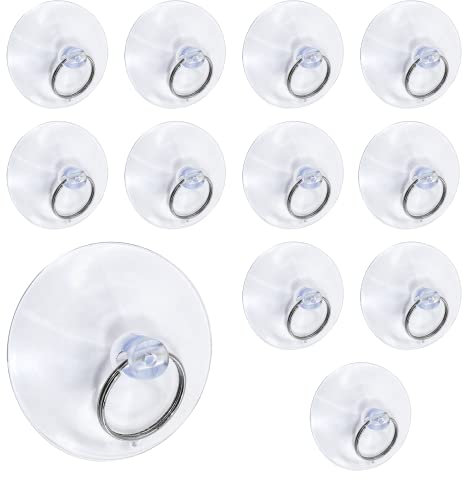 Biaungdo Lot de 12 ventouses transparentes de 50 mm avec anneau, pour fenêtre, cuisine, mur, verre