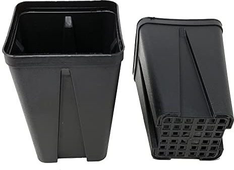GREEN24 50 Stck. Vierecktopf 9 x 9 x 13 cm - Profi Spezialtopf für die Anzucht von Tiefwurzlern, extra robust | Pflanztopf Blumentopf Vierkant-Topf (50 Stück)