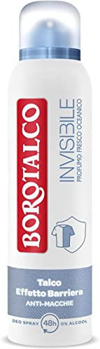 12x Borotalco, Blue Invisible Spray Deodorant, Formel ohne Alkohol mit Talk der Barriereeffekt, erfasst und überträgt nicht Aloni 48H, frisches ozeanisches Parfüm 150 ml + Italian Gourmet Polpa 400g