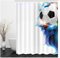 Shower Curtains 90X180, Duschvorhang für Badewanne Polyester Bath Curtains Fußball Weiß Schwarz Blau Grau Waschbar Wasserdicht
