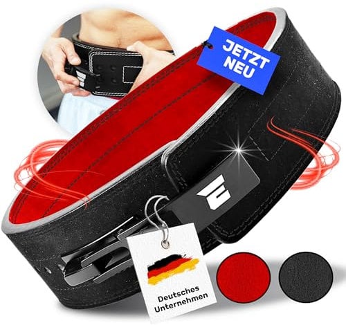 EVERLEVEN Premium Echtleder Gewichthebergürtel, Gewichthebergürtel für Herren und Damen, Weightlifting Belt, Fitness Gym Gürtel Bodybuilding Kraftsport Lifting Belt - Größe L/XL