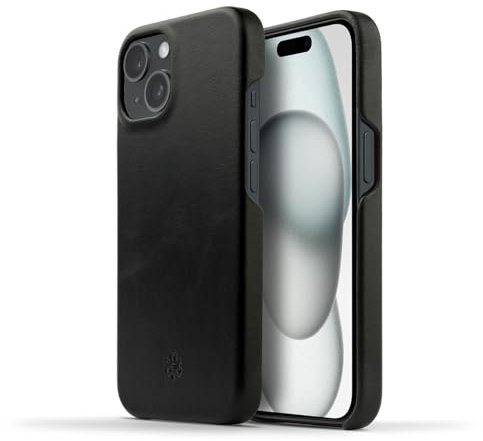 NOVADA iPhone 15 Leather Case - Compatible with Magsafe - Black