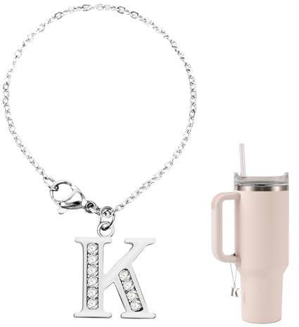 NQEUEPN Charms Buchstaben für Stanley Cup, Strasssteine Alphabet Anhänger Personalisierter Namens-ID-Alphabet-Griff-Charm Buchstaben Anhänger für Stanley-Zubehör (Buchstabe K)