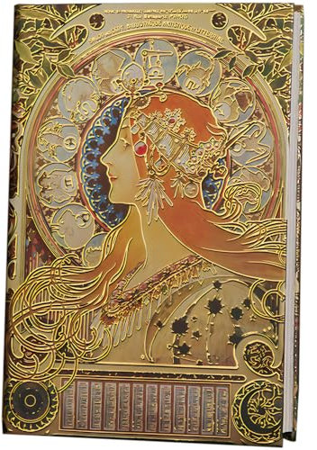 ipoul Exklusives persönliches Tagebuch für Frauen, vergoldetes Hardcover-Notizbuch, 256 farbige Seiten, 12,7 x 17,8 cm, kleines ausgefallenes Notizbuch, Alphonse Mucha Sternzeichen, einzigartiges