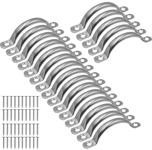 ONEBO 20 Pcs Stainless Steel Drawer Pulls,Cabinet Handles, Door Knob Handles, Curved Handle, with Screws,for Kitchen,Wardrobe,Drawer,Bathroom,Bedroom(Silver)