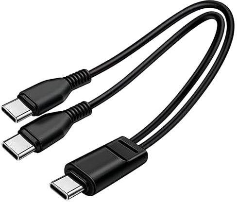 3.3FT Dual USB C Multi Type C Splitter Cable,2 in 1 Multi Charging Cable,USB C to Double USB C Port Compatible with iPhone 15,iPad Pro/Air,Samsung S24 S23,Moto,Google Pixel 8,LG,Black(Only Charging)