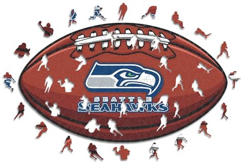 Iconic Puzzles, Seattle Seahawks Crest, 100% ökologisch nachhaltiges Holzpuzzle mit offizieller Lizenz, Größe S, 150 Teile
