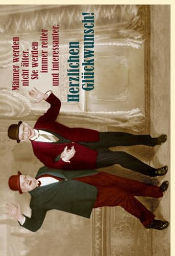 Geburtstagskarte für Männer - Vintage Humor & Witzige Sprüche im Retro-Stil, Rot-Braun, Perfekt für Geburtstagsfeiern und Einladungen - mit Umschlag