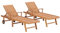 Willood Sonnenliegen 2 STK. mit Tisch Massivholz Teak Verstellbare Rückenlehne Rustikal Gartenliege Gartenmöbel Holzliege Liegestuhl Liege Relaxliege