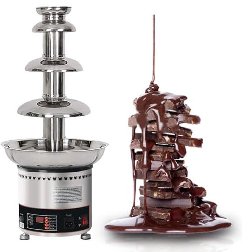 AINITAIFENG Large Capacity Chocolate Fountain Machine, 4/5/6/7 Tiers Commercial Chocolate Fondue Waterfall with Temperature Control, Sauce Heater for Party Restaurant (4Tier)