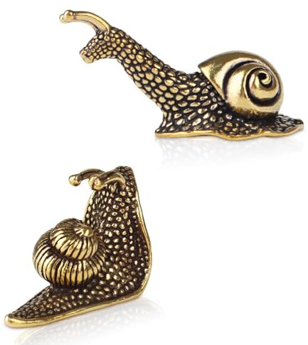 Yunjuhop Schneckenfigur, Gartendekoration, Cottagecore-Dekoration, Messingschnecke, Tee-Haustier, Goldfarbene Tierstatue, Vintage, Garten, Anthropologie, Heimdekoration (Schnecke, 2 Stück)