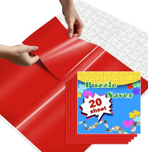 SietDESEO Lot de 20 feuilles de protection pour puzzle rouge, préservez 3 x 1000 feuilles adhésives pour puzzle, à décoller et à coller, sans stress et sans désordre, feuilles de colle et cadre pour