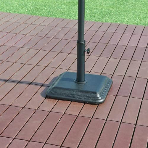 casa.pro Pied de Parasol avec Adaptateurs 33/37/41/48 mm Fixation Facile Couche de Protection Résistant aux Intempéries Style Intemporel Béton Fer 35 x 35 x 6 cm Noir