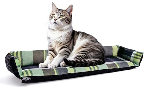 bo&flash Katzenliege für die Fensterbank San Francisco Frank – Hochwertiges Katzenbett – Waschbares Katzenbett 62 × 27 × 10 cm – Katzenkissen – rutschfeste Unterseite - Cat Bed
