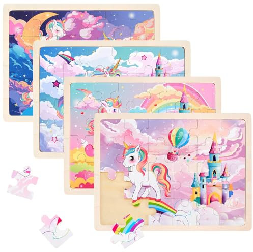 WERNNSAI Kinder Einhorn Holzpuzzle Tiere Puzzle ab 3 4 5 6 Jahre Kinder Einhorn Tier Holzpuzzle Spiele für Kinder Vorschule Lehrreiches Spielzeug Geschenke für Kinder für Jungen und Mädchen