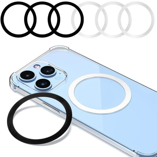 6 Stück Magnetische Telefonaufkleber Kompatibel mit MagSafe Ring, Metallringe mit Aufkleber, Aktualisiert Magnetischer Ring für MagSafe Ring Magnet Ring Sticker für alle Smartphone