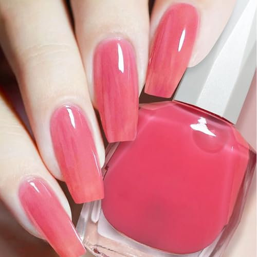 Glitter Nail Polish, Glitter Nail Varnish, Diamond Glitter Quick Dry & Long Lasting Nail Polish No UV Lamp Curing, Chip Resistant, Non-Toxic, Quick Drying, At Home & Salon Manicure (45#Pink)