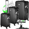 TecTake® Set 3 Valigie, Rotelle Girevoli, Trolley Rigidi in ABS, Maniglie Telescopiche, Lucchetti a Combinazione, Set Viaggio con Bilancia ed Etichette per Bagagli - Nero