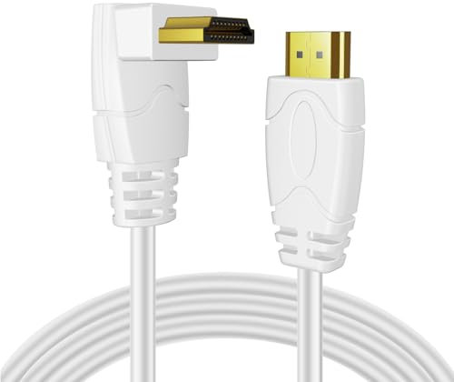 TNP 4K HDMI-Kabel mit 270-Grad-Winkel (0,9 m) – Weiß, High-Speed 18 Gbps HDMI-Kabel 4K 60Hz HDR 2K 2160p 1080p 1440p 3D ARC/eARC Ethernet für Video-Gaming Xbox One X PS4 Pro & Apple TV HDTV