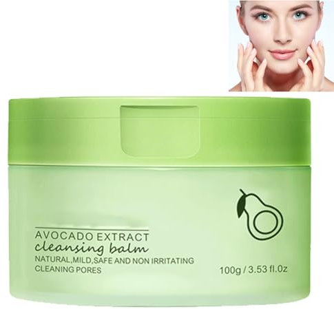 Avocado Cleansing Balm,Cleansing Balm,Makeup Remover Balm,Makeup Melting Cleansing Balm,Natural Avocado Makeup Remover,Gentle Refreshing Face Dirt Grease Deep Cleansing Makeup Remover Men Women 1PC