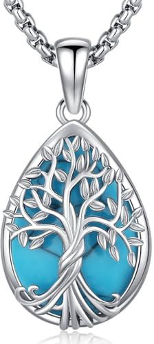 Friggem Collier en Argent Sterling 925, Pendentif Arbre de Vie Délicat Pour Femme Fille Avec Boîte-Cadeau, Chaîne 46cm