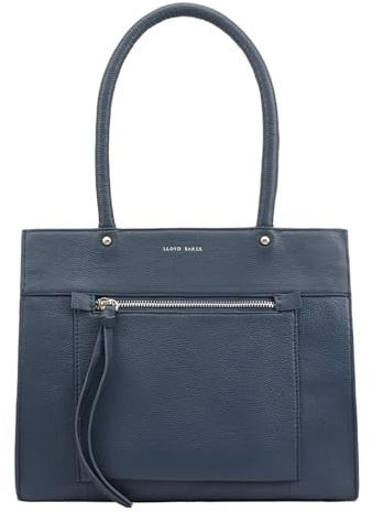 Lloyd Baker London – DIXIE Leather Shoulder Bag: Women's Medium Zip-Top Shoulder Bag in 100% Genuine Full Grain Leather with a Modern Design- GIBRALTAR SEA (Dark Blue)