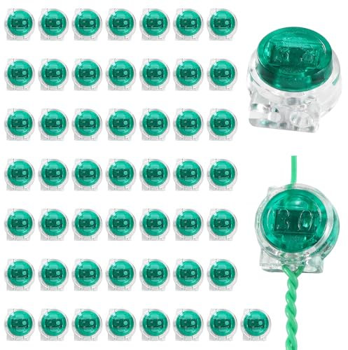 Lyeteung 50 Stücke UG Kabel Verbinder, UG Spleißverbinder, Tasten Telefonkabelverbinder, 2 Wege Gel Telefonkabel Verbinder, Einzeladerverbinder, für Kabel Daten Drahtverbindungen, Grün