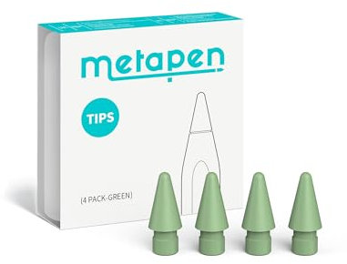 metapen Punte per Penna 4 Pezzi Compatibile con Apple Pencil 2 Gen/1 Gen/Pro,Logitech Stylus, metapen A8/A11/AIR 8/A14/D1/Punte per iPad Durevoli, Punte per Penna Altamente Sensibili