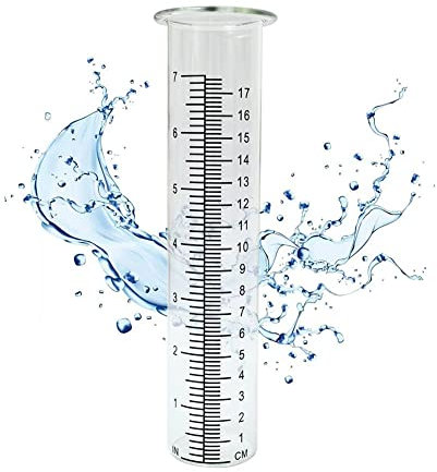 Pluviometro per esterni, 17,8 cm, tubo di ricambio per pluviometro di grande capacità, preciso 2 scale in plastica, tubo di ricambio per resistenza alla crepa, per prato esterno e patio da giardino