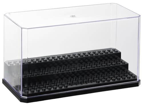 HOTUT Mini Figuren Schaukasten, Acryl Baustein Display Box mit 3 Ebenen, Minifiguren Vitrine, staubdicht schützende Vitrine für Bausteinmodelle, Action Figuren, Sammlerstücke, Heimaufbewahrung