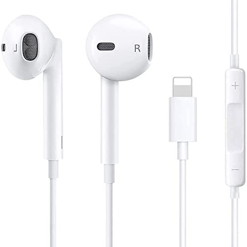 In-Ear Headphones for Phone, Hi-Res Extra Bass Earphones, HiFi-Audio Stereo Noise Isolating Earbuds with Mic+Volume Control Compatible with Phone 14 Pro Max/13/12/Mini/SE/11/XS Max/X/XR/8 Plus/7