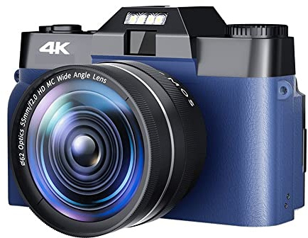 JOJIDE Vlog Camera, Macro Lens 4K Digital Camera Flip Screen Selfie Camcorder 48MP Vlog Webcam Videoregistratore vintage 16X grandangolare(32G SD Card,With Lens Fliter)