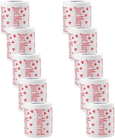 Lot de 10 rouleaux de papier toilette sur le thème du mariage - Papier toilette coloré en bois vierge épais - Doux et résistant - B