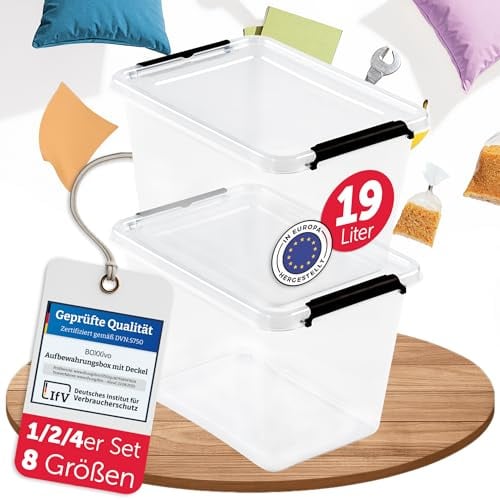BOXXivo Aufbewahrungsboxen mit Deckel 19l im 2er Set - BPA-freie & lebensmittelechte Boxen Aufbewahrung - Stapelboxen mit Deckel - robuste & stapelbare Aufbewahrungsboxen - Kisten Aufbewahrung