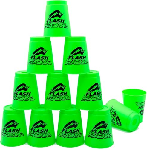 AMJKEJI Juego de 12 vasos apilables para entrenamiento, capacidad de respuesta rápida, color verde