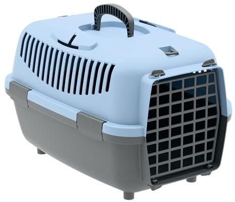Nomade Hundebox - Transportbox für kleine Hunde und Katzen - Kann bis zu 6 kg tragen. Robustes Polypropylen. Türen aus Kunststoff/Metall (Blau, S)