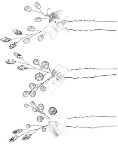 Brauthaarschmuck U-förmige Haargabel mit Perlen, Silberne Zinklegierung, 3 | Elegantes Design für Hochzeit und Verlobung, Leicht Aufzustecken, für Braut und Blumenmädchen